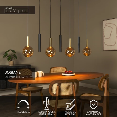 Lucide JOSIANE - Lámpara colgante - 4xG9 - Negro - Vibes - USP